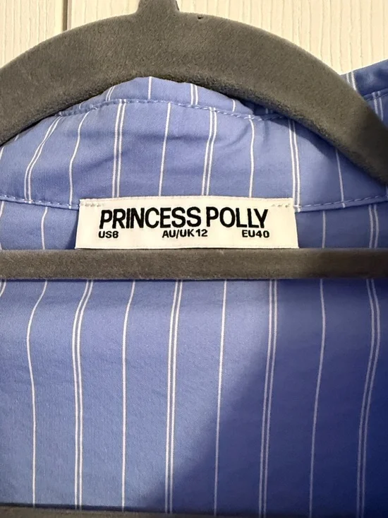 Princess Polly Light Blue Pinstripe Fitted Shirt - Picture 3 of 6